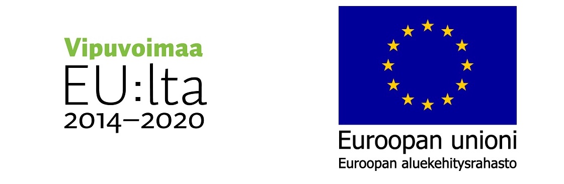 Vipuvoimaa EU:lta logo ja Euroopan unionin Euroopan aluekehitysrahaston tunnus